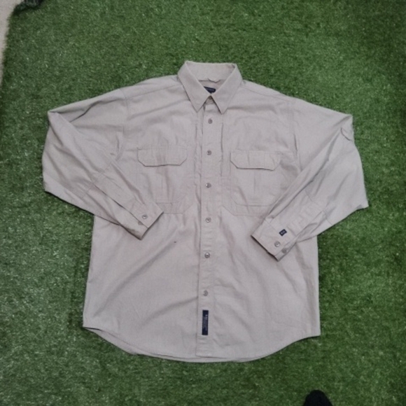 5.11 Tactical Other - 5.11 Tactical shirt Mens Beige Long Sleeve Button Up Winter Warm Size L 4771